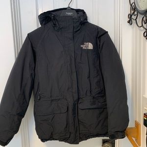 The North Face brand Women’s down puffer jacket.